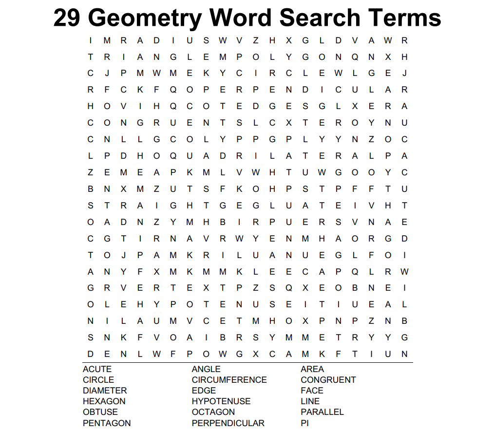 Embracing the World of Geometry through Word Searches